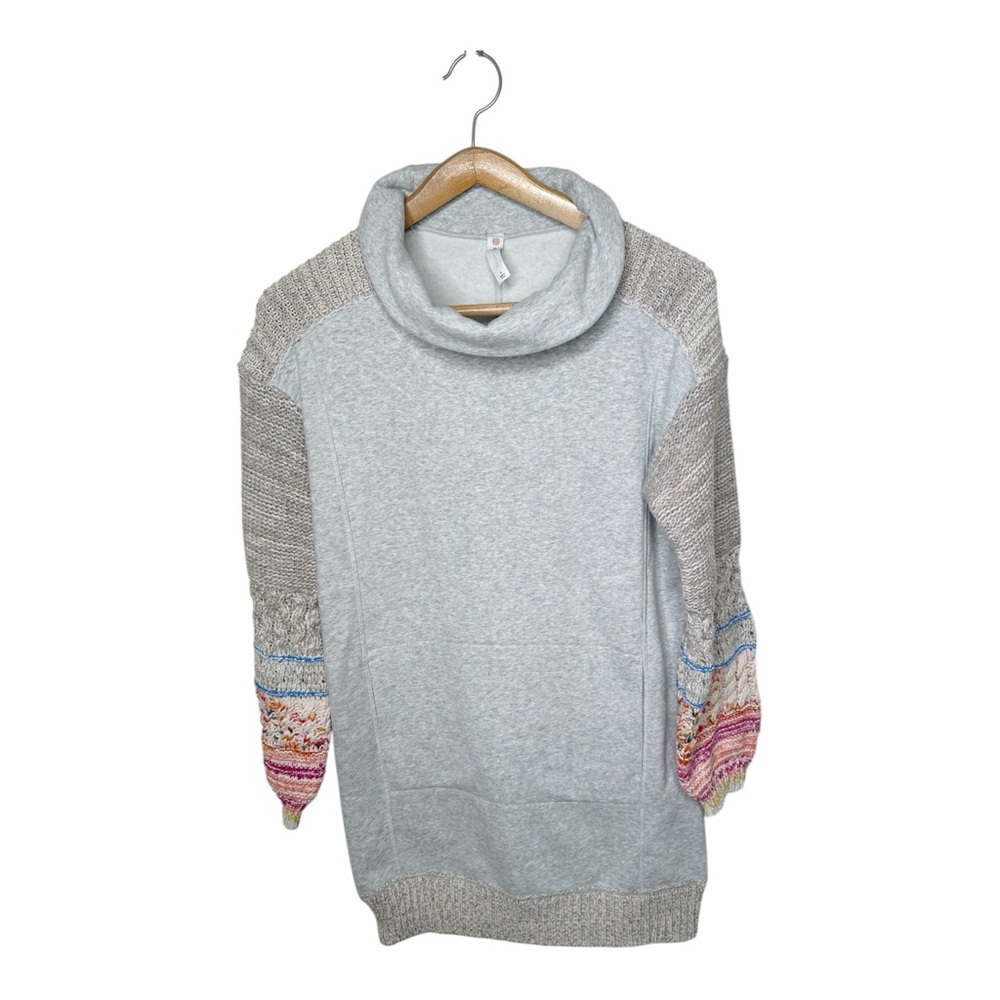 Anthropologie Daily Practice Cozy Cowl Neck Tunic Dress Crochet Sleeves Small